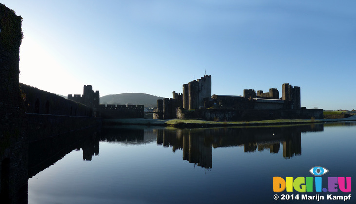 FZ010737-9 Caerphilly castle in morning sun